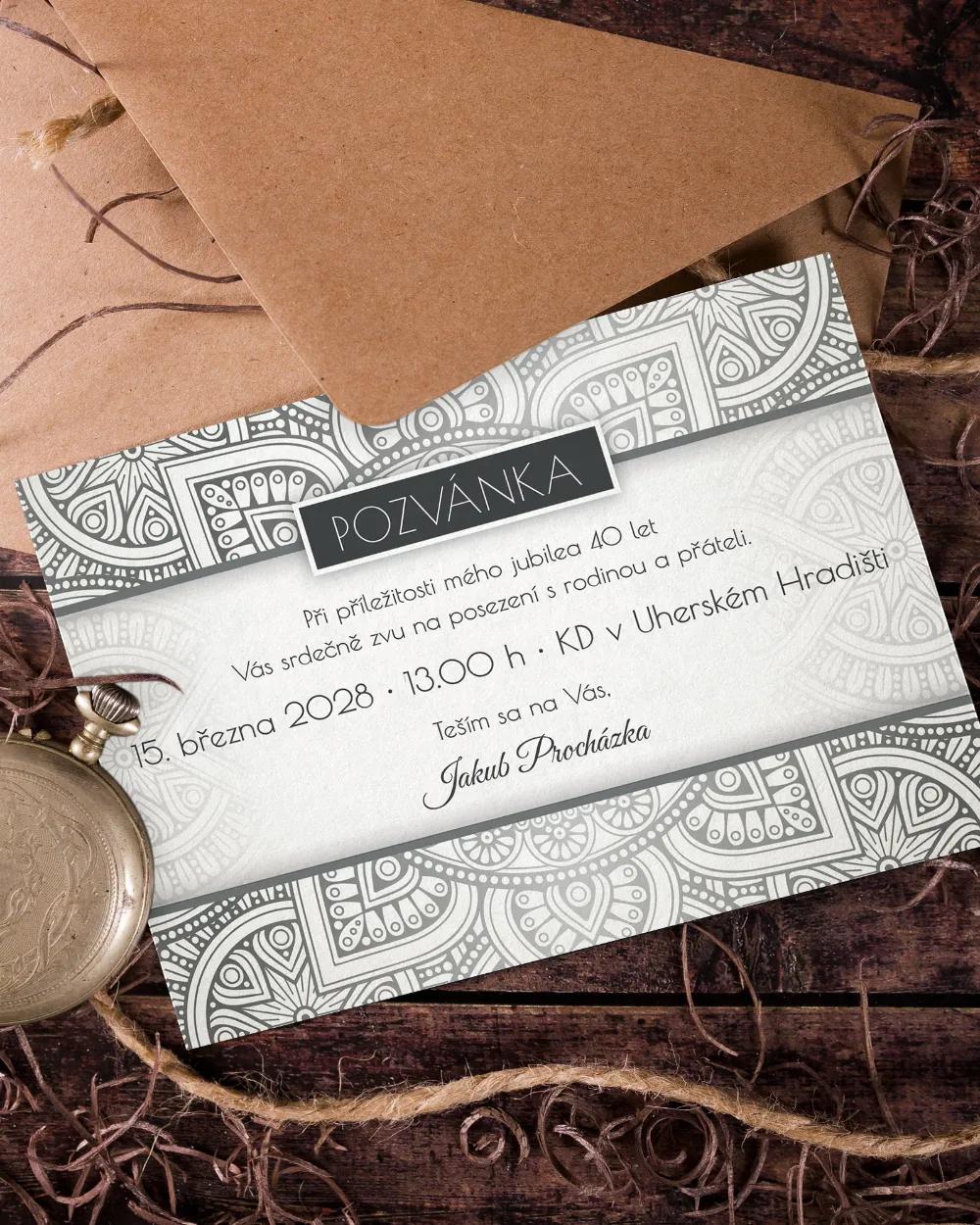Pozvánka na narozeniny - Stříbrné Retro