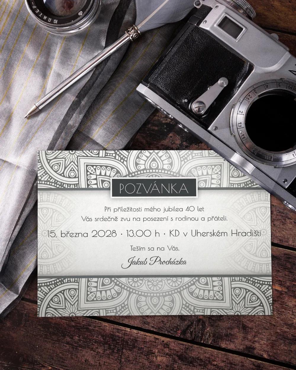 Pozvánka na narozeniny - Stříbrné Retro 1/3