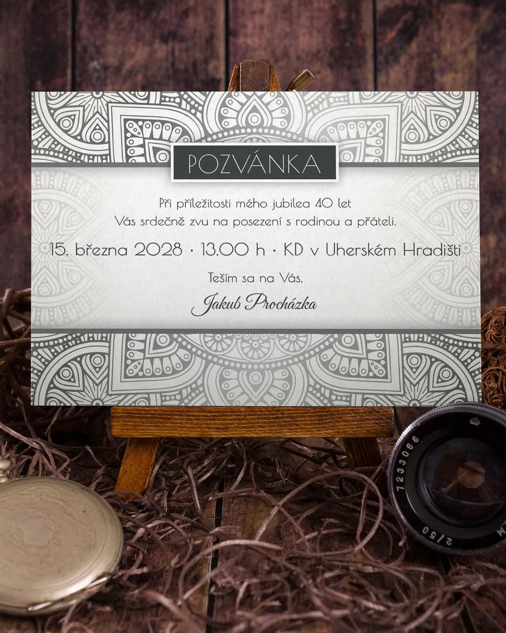 Pozvánka na narozeniny - Stříbrné Retro 2/3