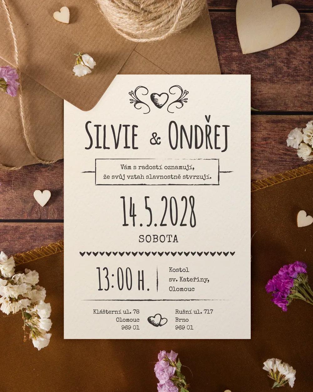 Jednoduché vintage svatební oznámení - Vintage II. 1/8