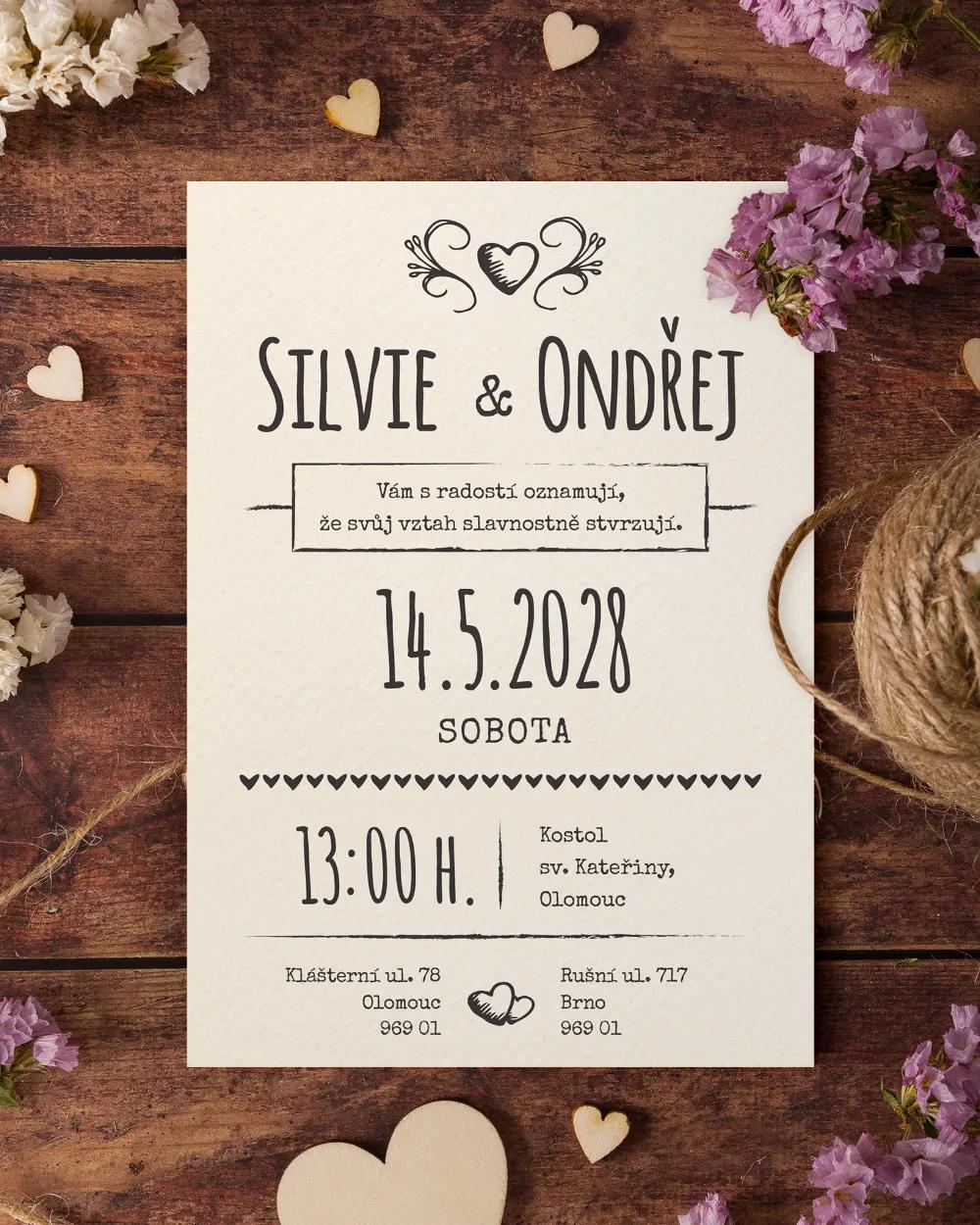 Jednoduché vintage svatební oznámení - Vintage II. 7/8