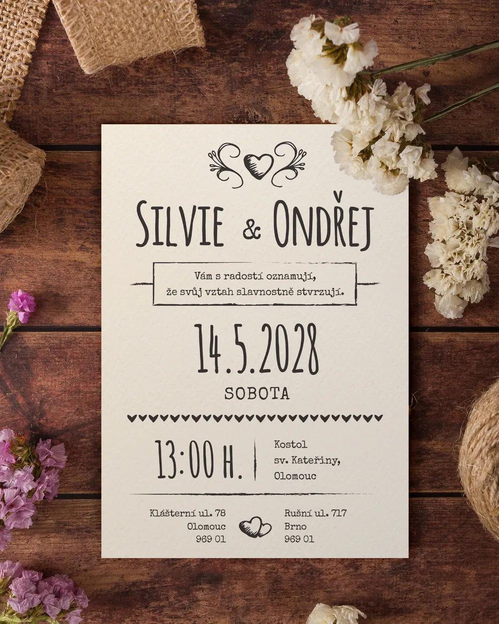 Jednoduché vintage svatební oznámení - Vintage II. 6/8
