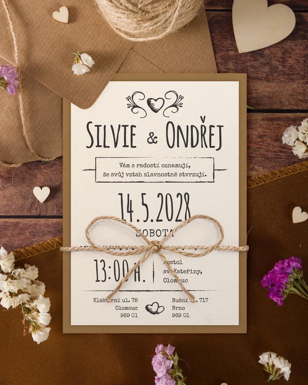Jednoduché vintage svatební oznámení - Vintage II. 2/8