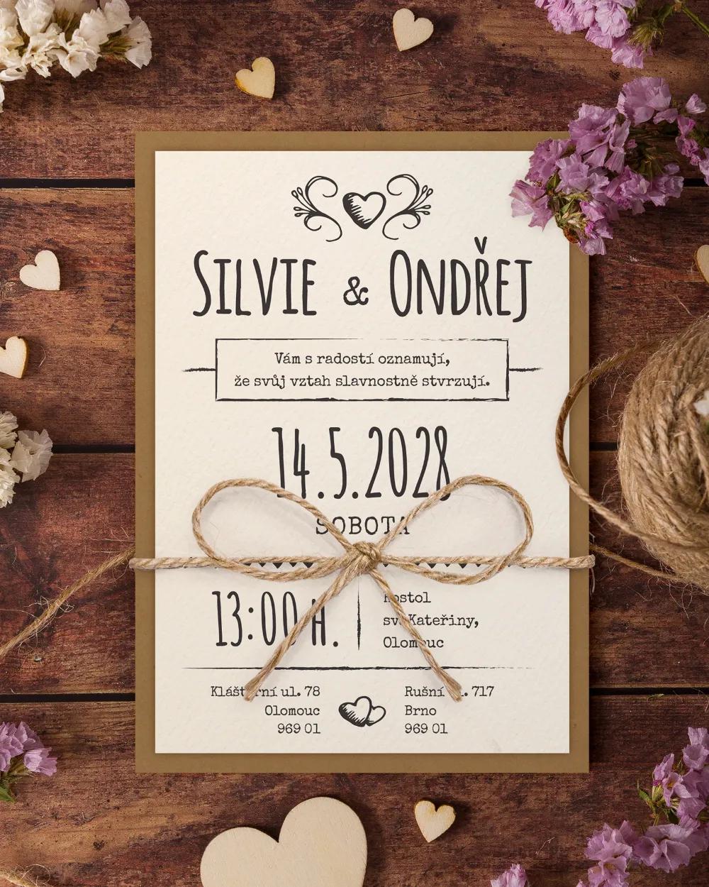 Jednoduché vintage svatební oznámení - Vintage II.