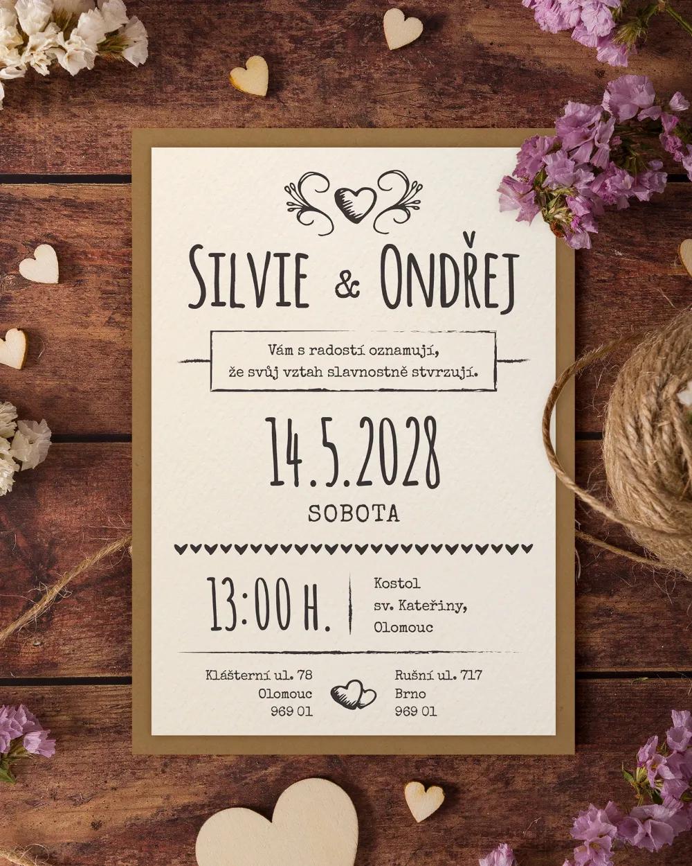 Jednoduché vintage svatební oznámení - Vintage II. 4/8