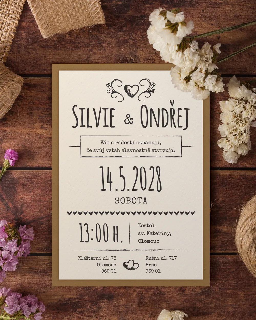 Jednoduché vintage svatební oznámení - Vintage II. 3/8