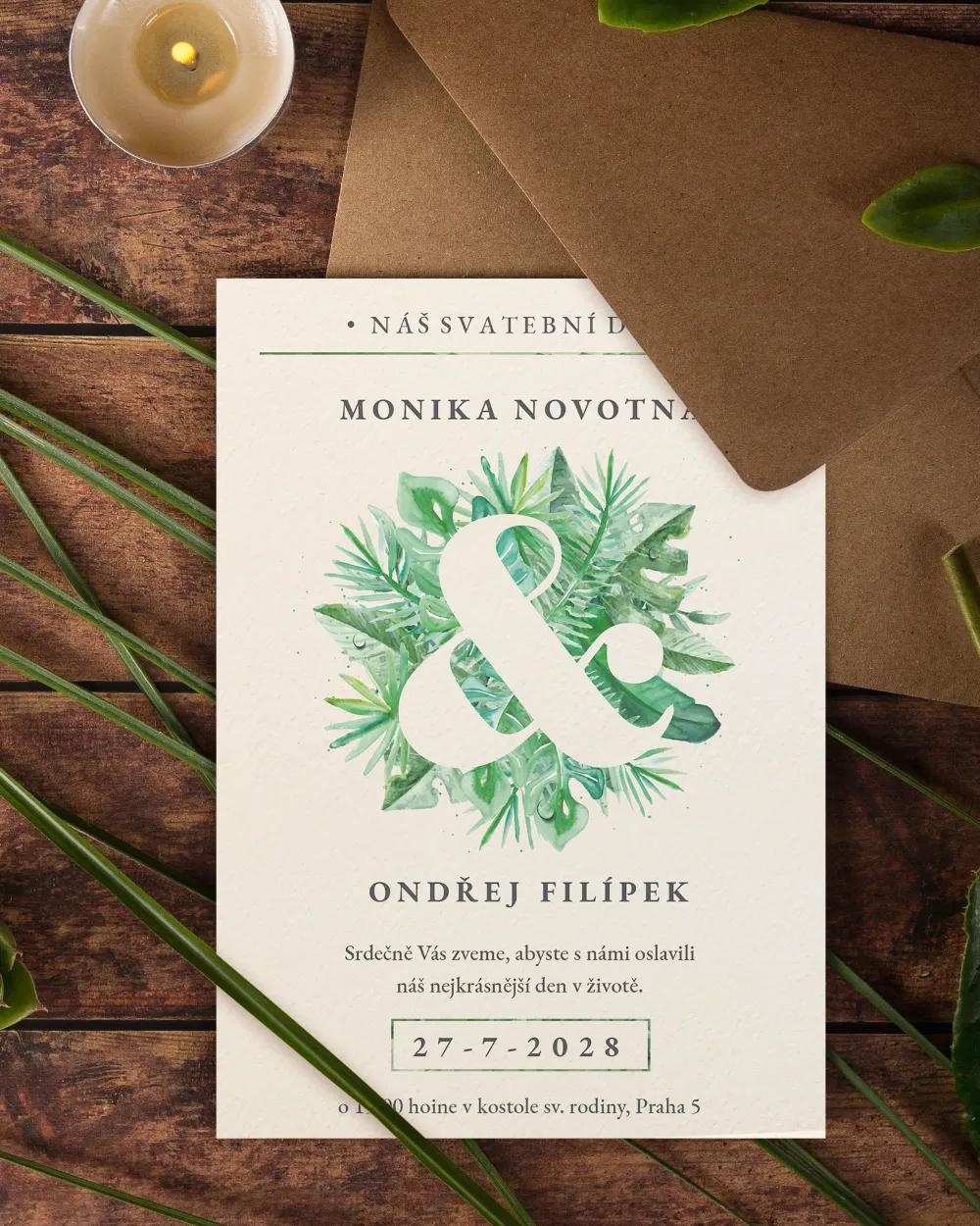 Svatební oznámení v Greenery motivu 3/6