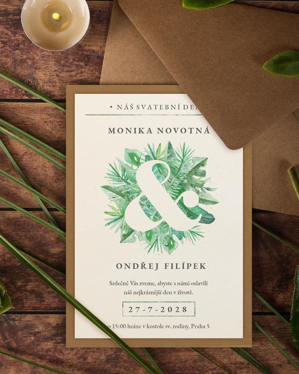 Svatební oznámení v Greenery motivu 2/6