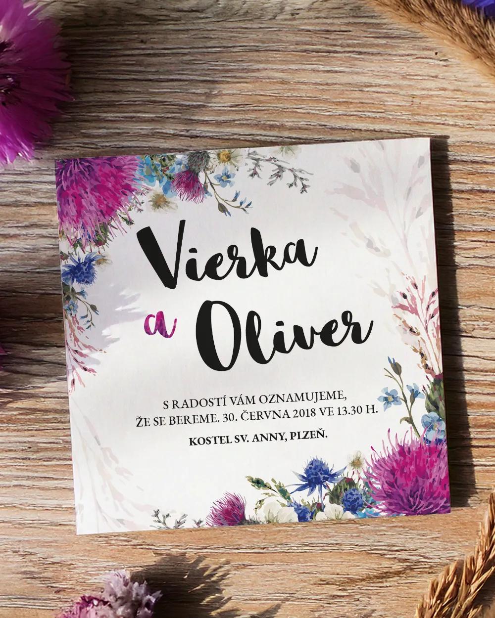 Svatební oznámení pestré Polní květiny