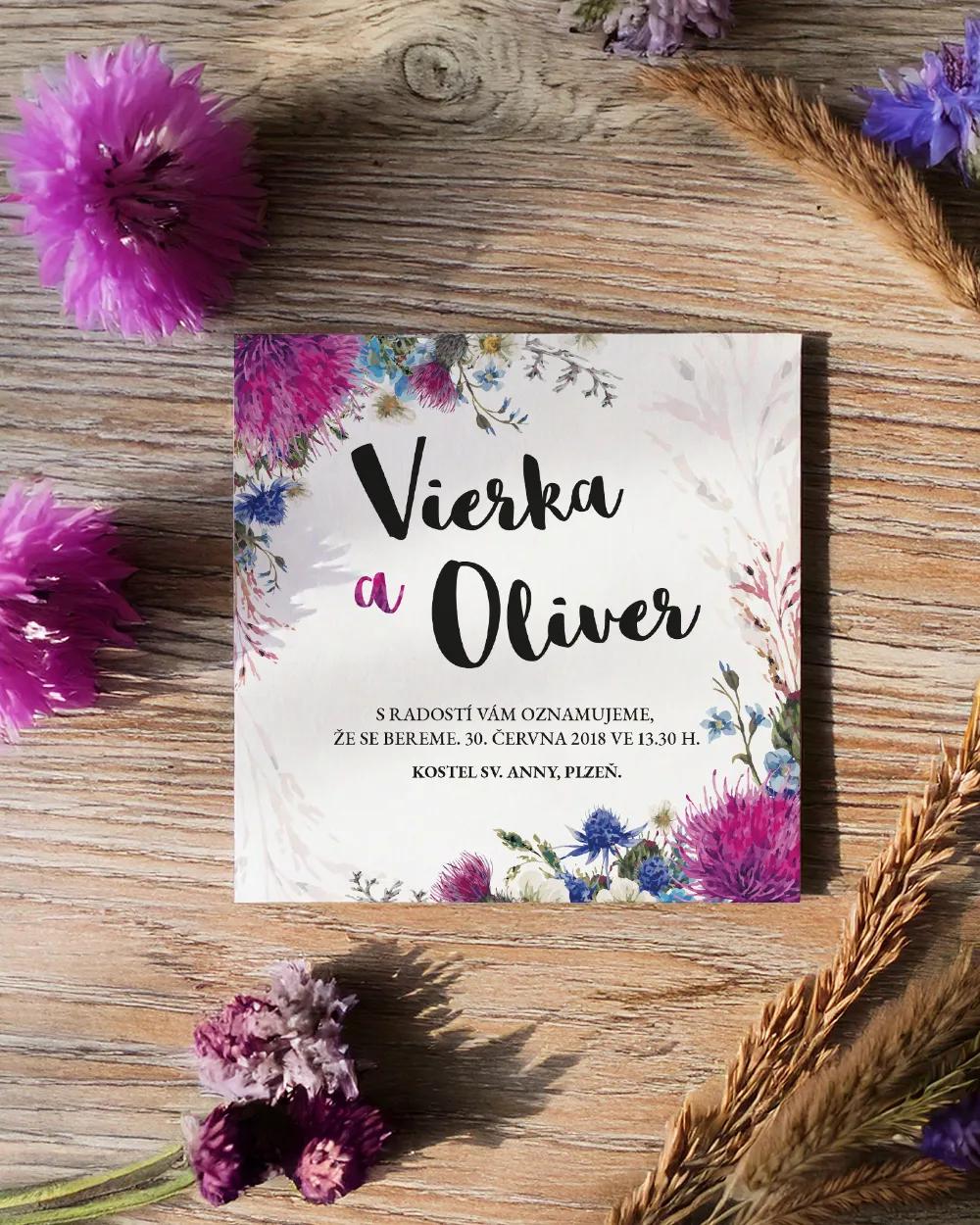 Svatební oznámení pestré Polní květiny 1/2