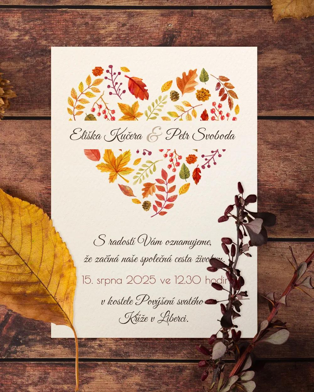 Pestrobarevné svatební oznámení Podzim I. 5/6