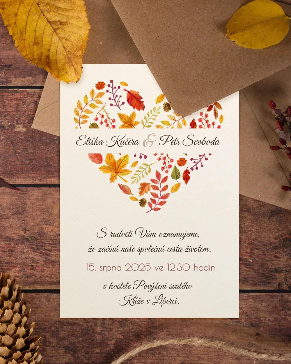 Pestrobarevné svatební oznámení Podzim I. 4/6