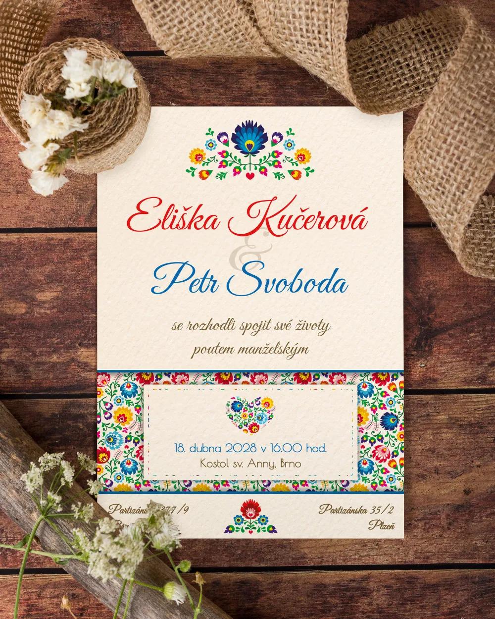 Svatební oznámení s lidovým motivem I. 2/4