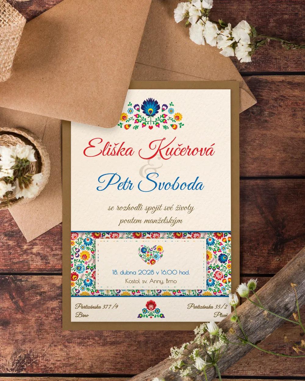 Svatební oznámení s lidovým motivem I. 1/4