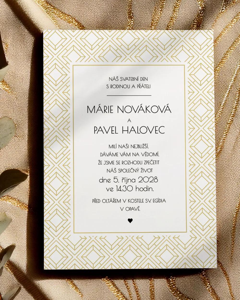 Svadobní ozámení Art Deco I.