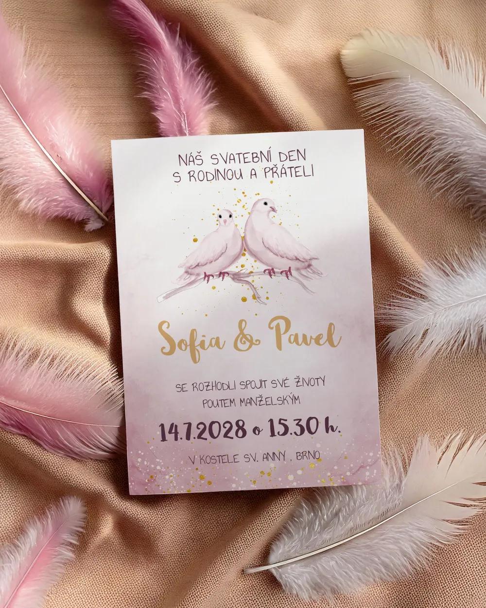 Svatební oznámení - Bílé holubice 1/2