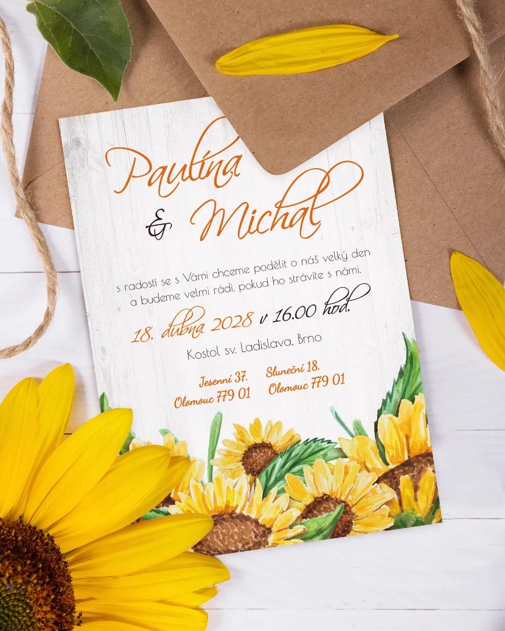 Svatební oznámení Slunečnice I 3/5