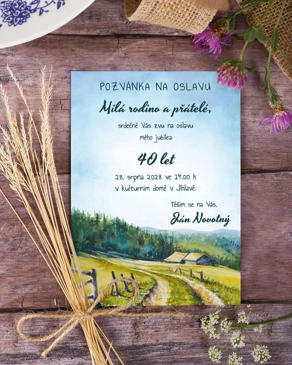Pozvánka na narozeniny - Lidová krajinka 2/3