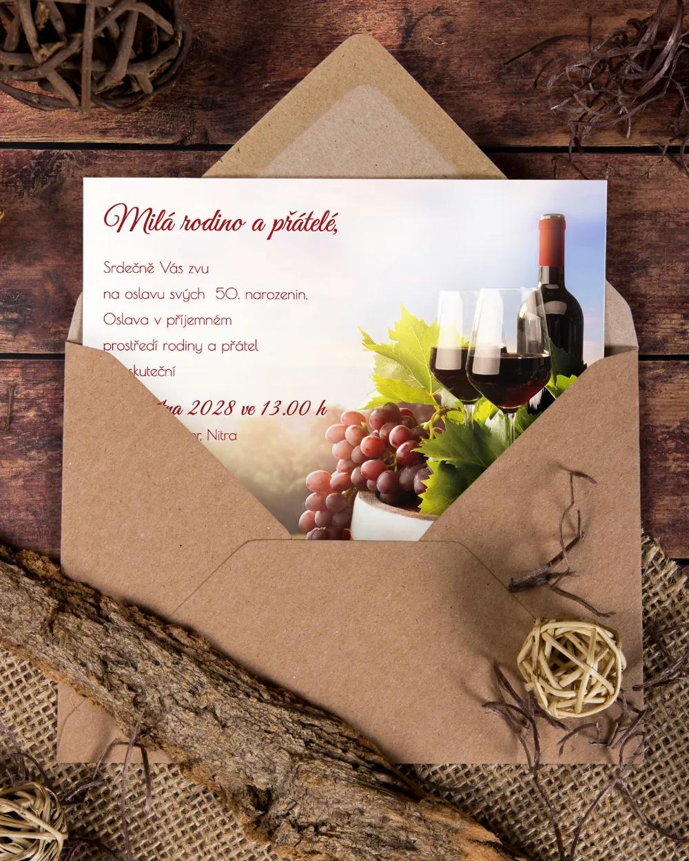 Pozvánka na narozeniny - Hrozny s vínem 3/4