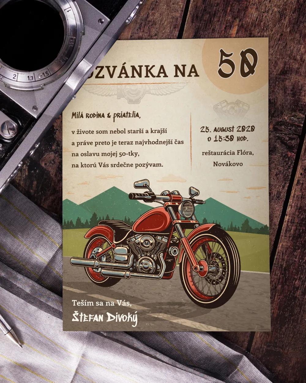 Pozvánka na narozeniny - Retro motorka 1/2