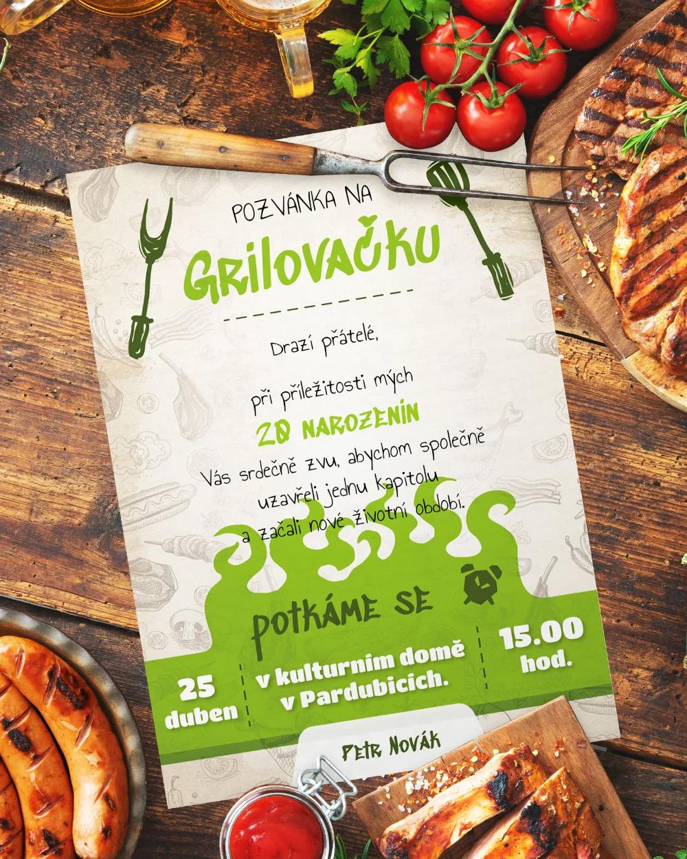 Pozvánka na narozeniny - Grilovačka I. 1/2