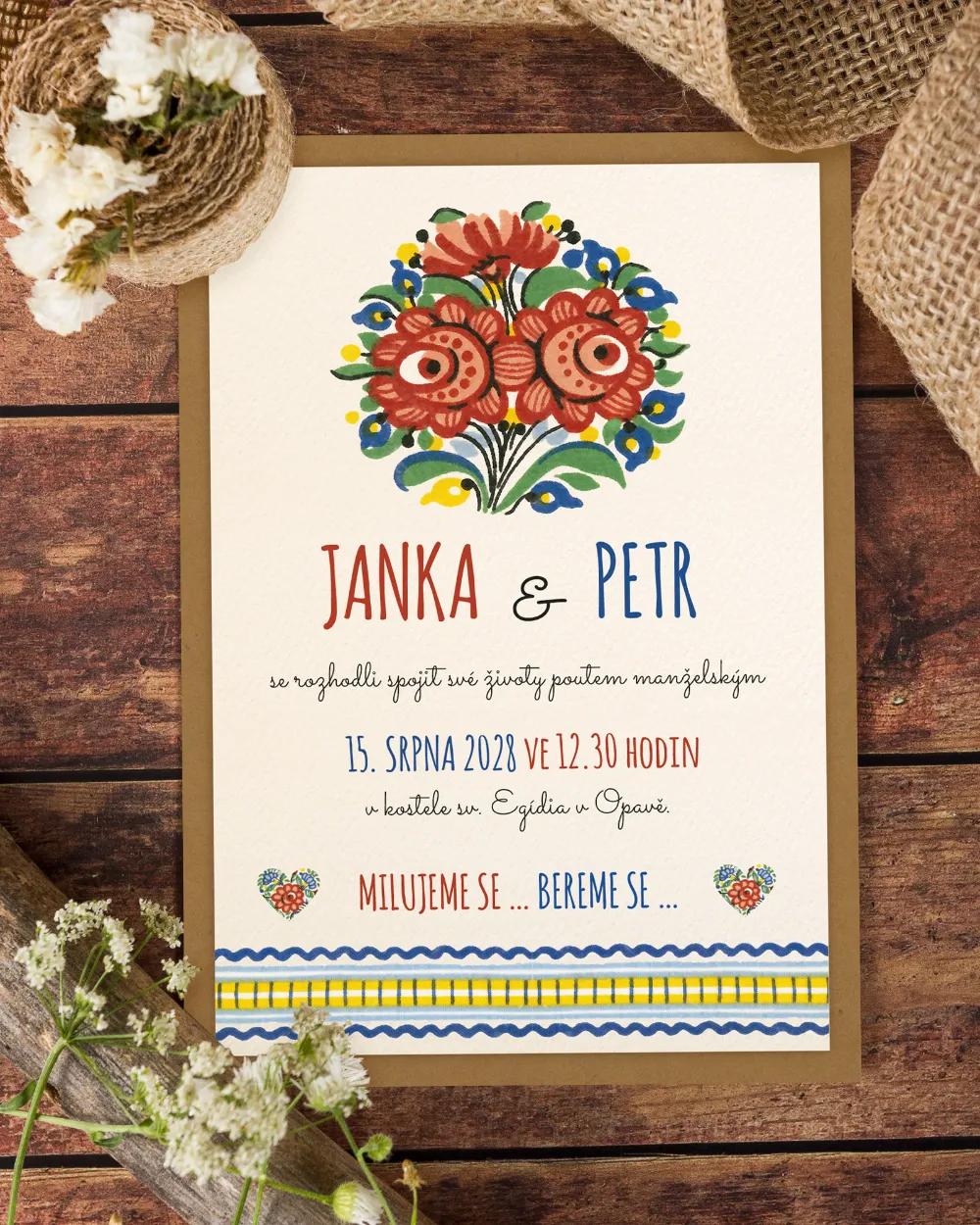 Svatební oznámení s lidovým motivem IV