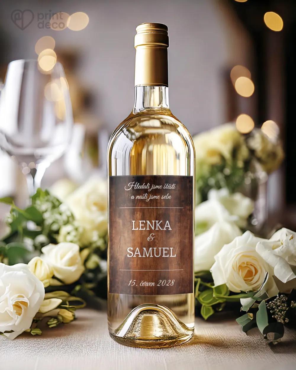 Svatební etikety s motivem Dřevo (tmavě hnědé) 1/2