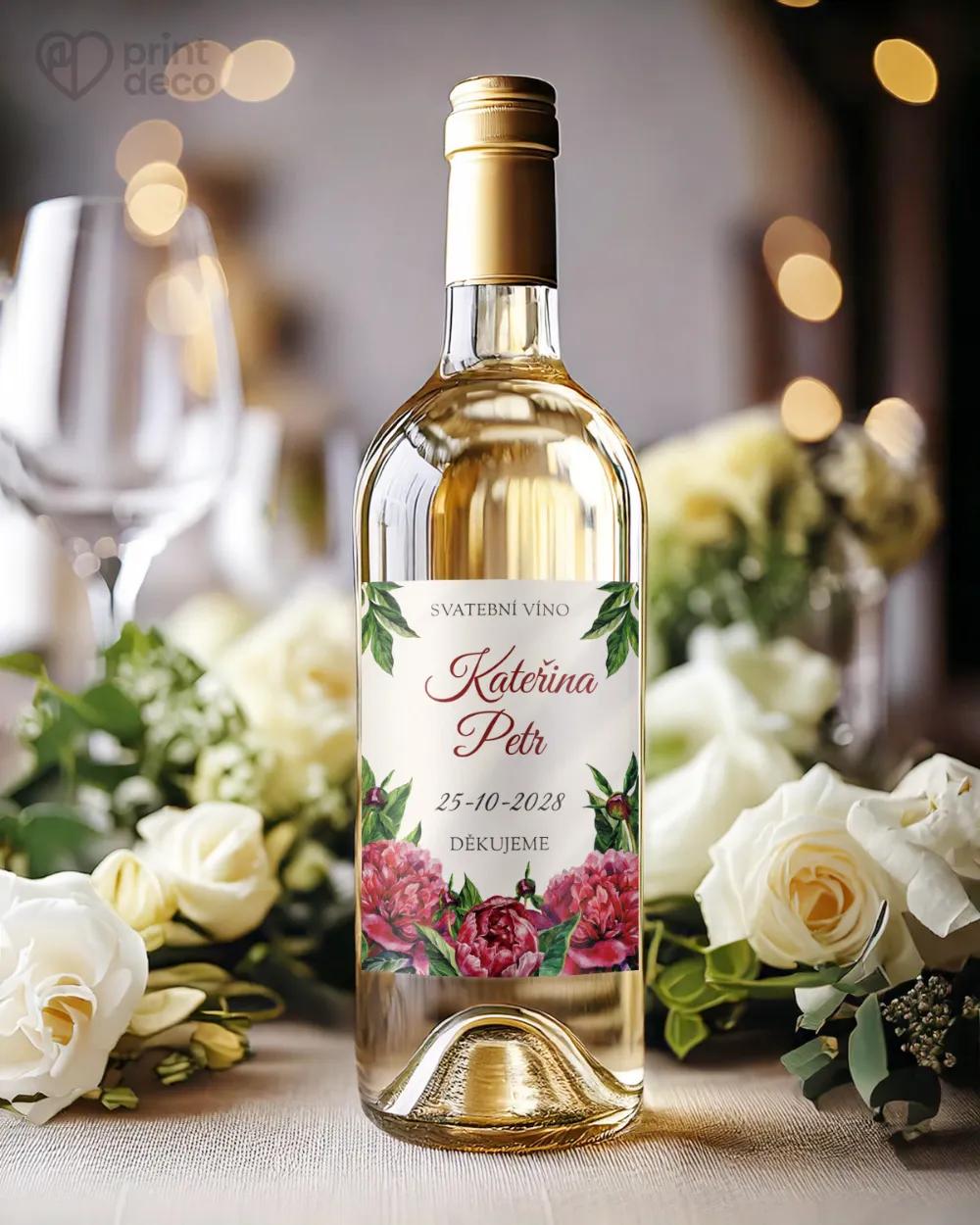 Svatební etikety s pestrými pivoňkami 1/2