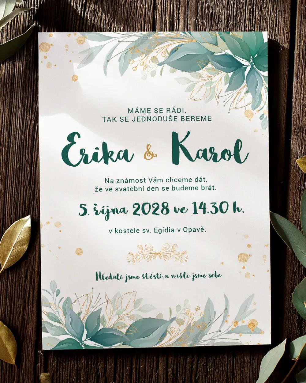 Svatební oznámení - Greenery 02