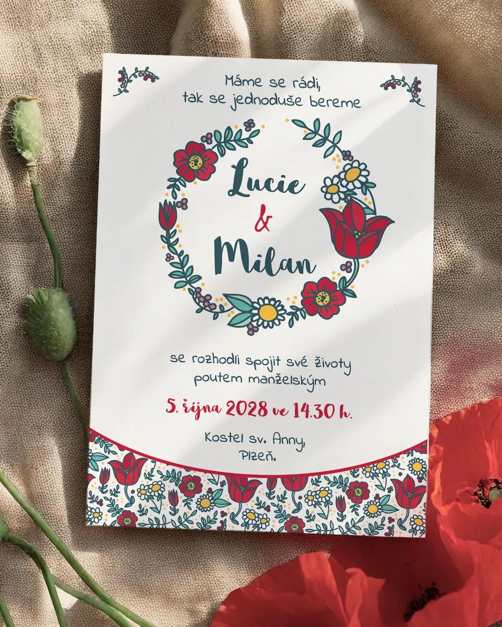 Svatební oznámení - Kreslené polní květiny 04