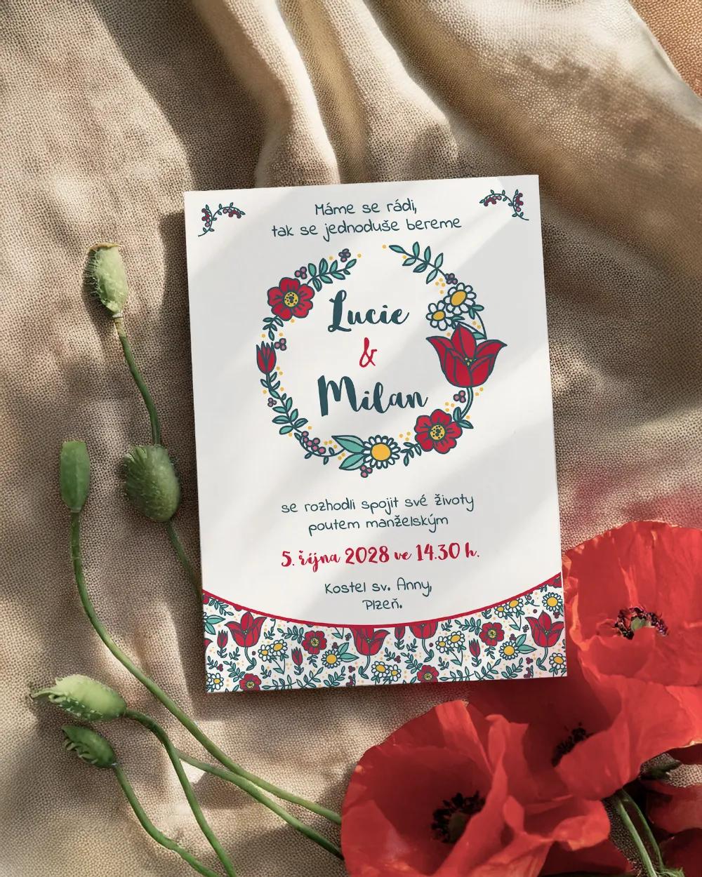 Svatební oznámení - Kreslené polní květiny 04 1/2