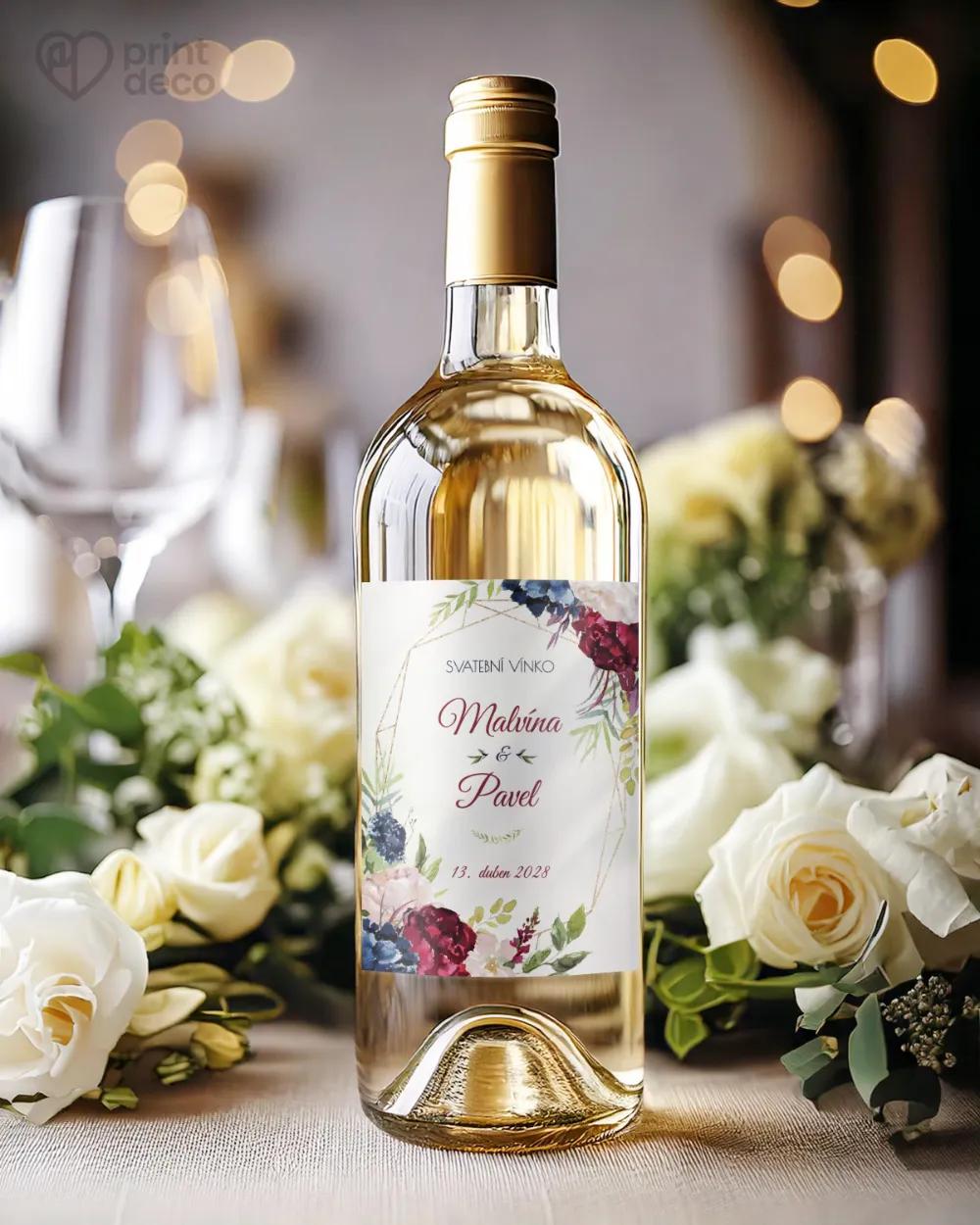 Svatební etikety Burgundy růže 1/2