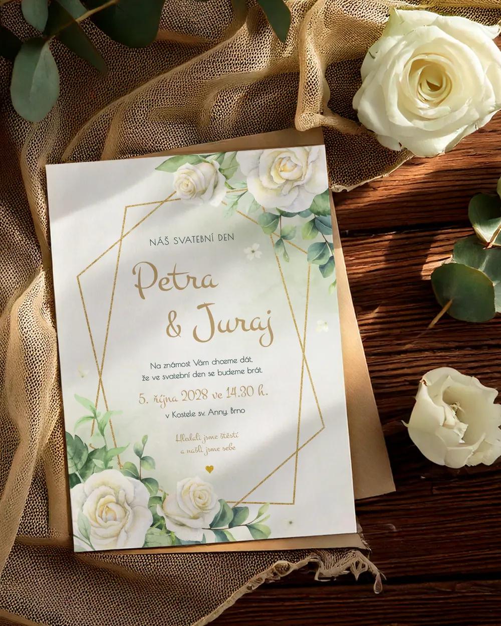 Svatební oznámení - Bílé růže 1/3