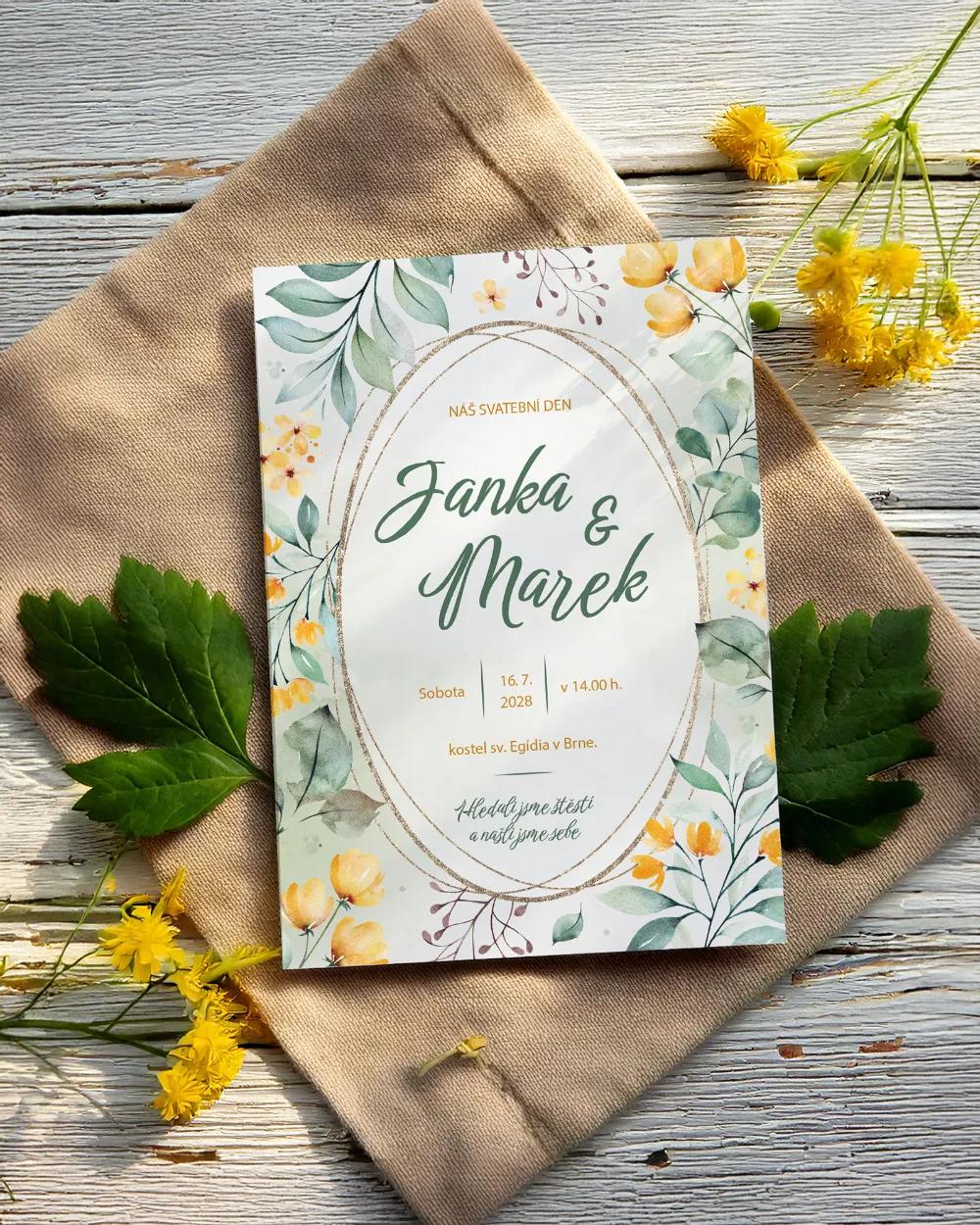 Svatební oznámení - Žluté kvítky 1/2
