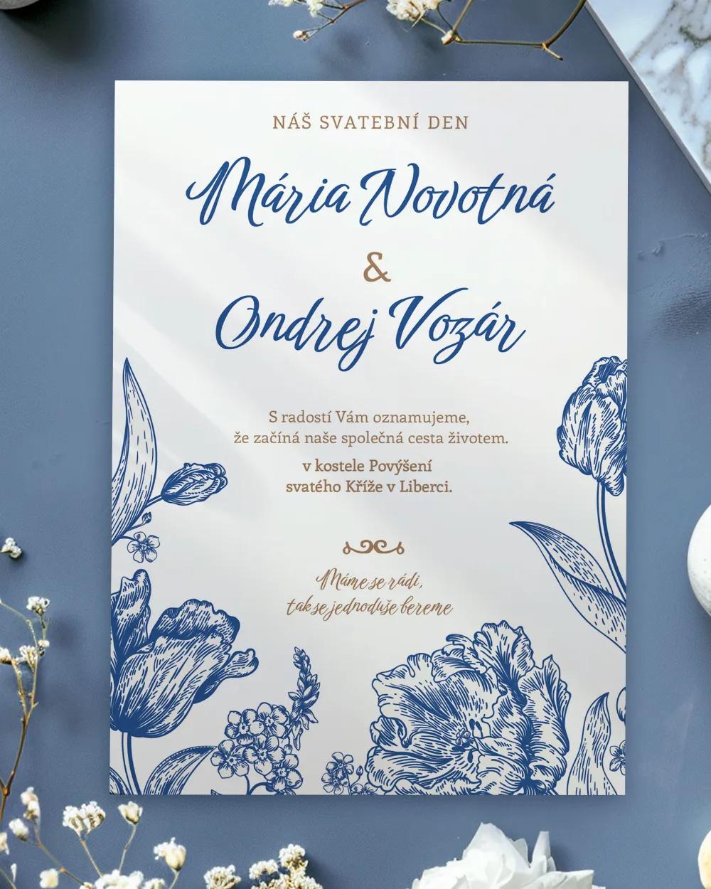 Svatební oznámení - Modré polní květiny