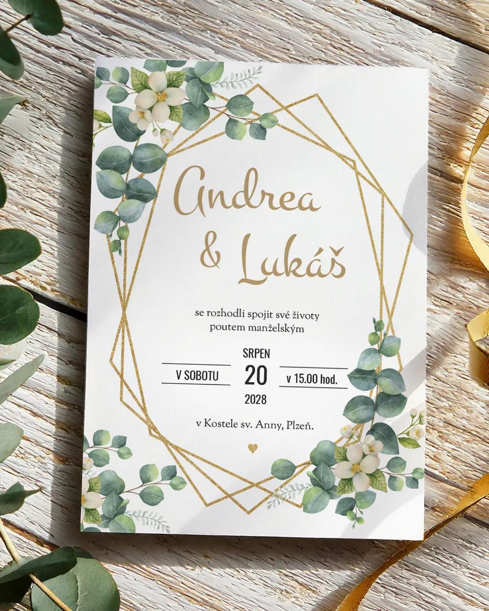 Svatební oznámení - Greenery 03