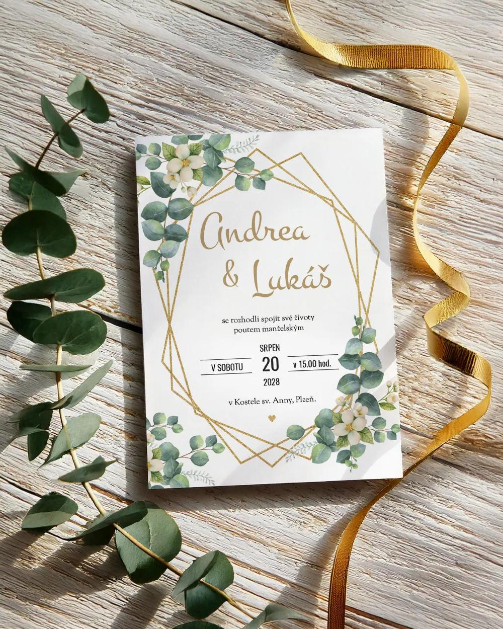 Svatební oznámení - Greenery 03 1/2