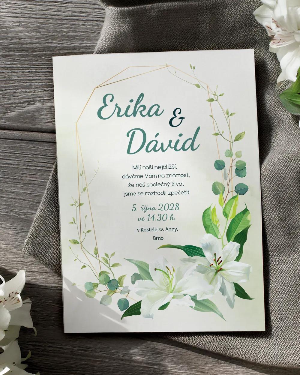 Svatební oznámení - Bílé lilie