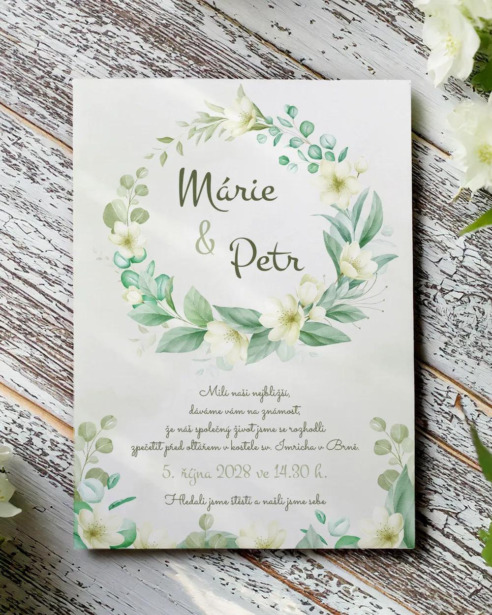 Svatební oznámení - Bílé květiny