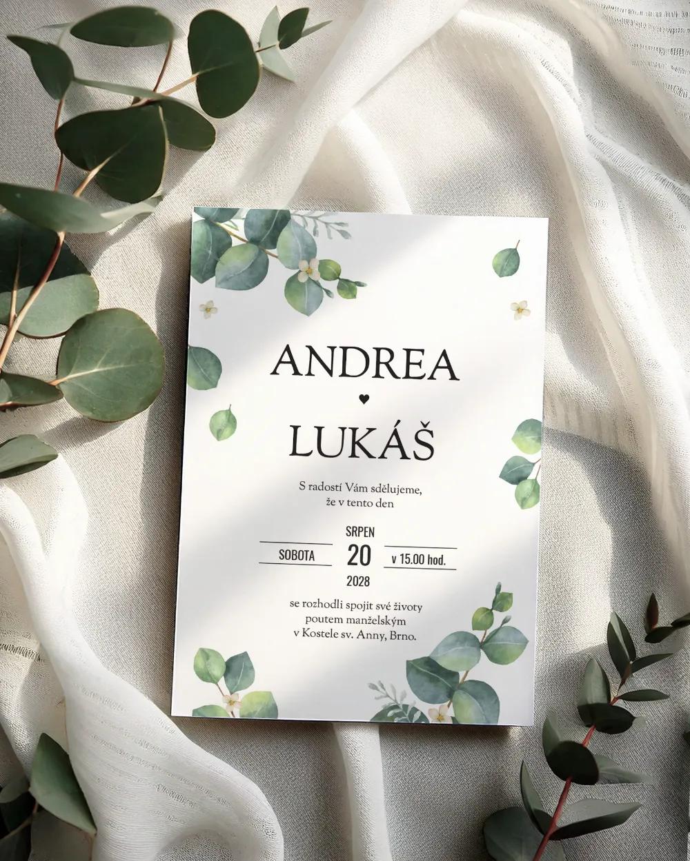 Svatební oznámení - Greenery 04 1/2