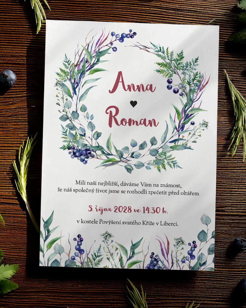 Svatební oznámení - Eucalyptus s bylinkami