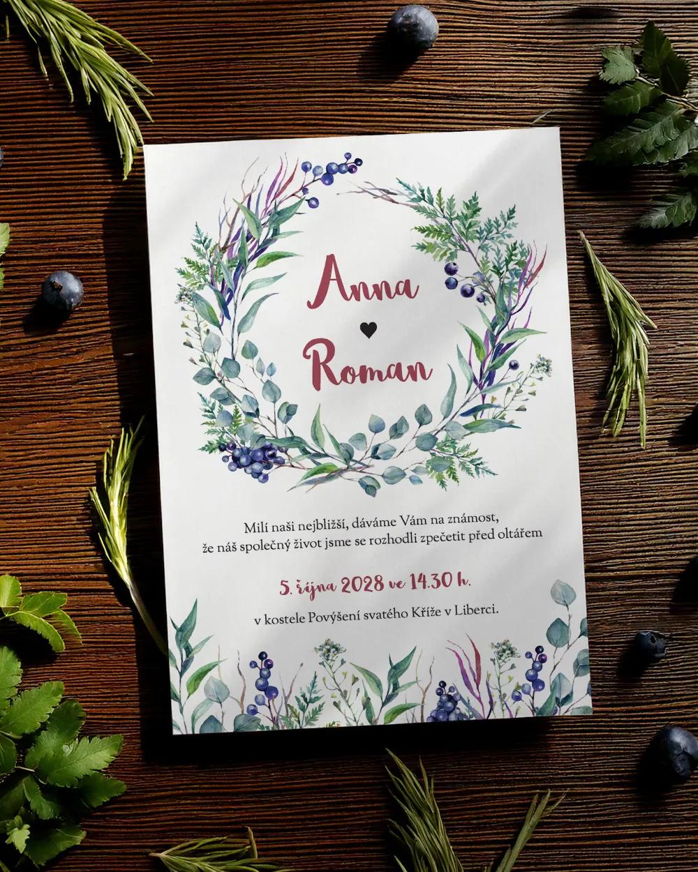 Svatební oznámení - Eucalyptus s bylinkami 1/2