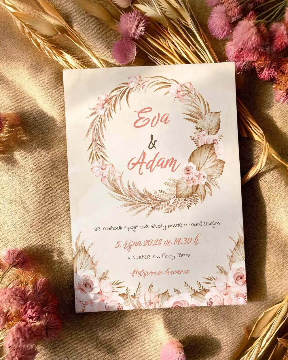 Svatební oznámení - Sušené květiny 01 1/2