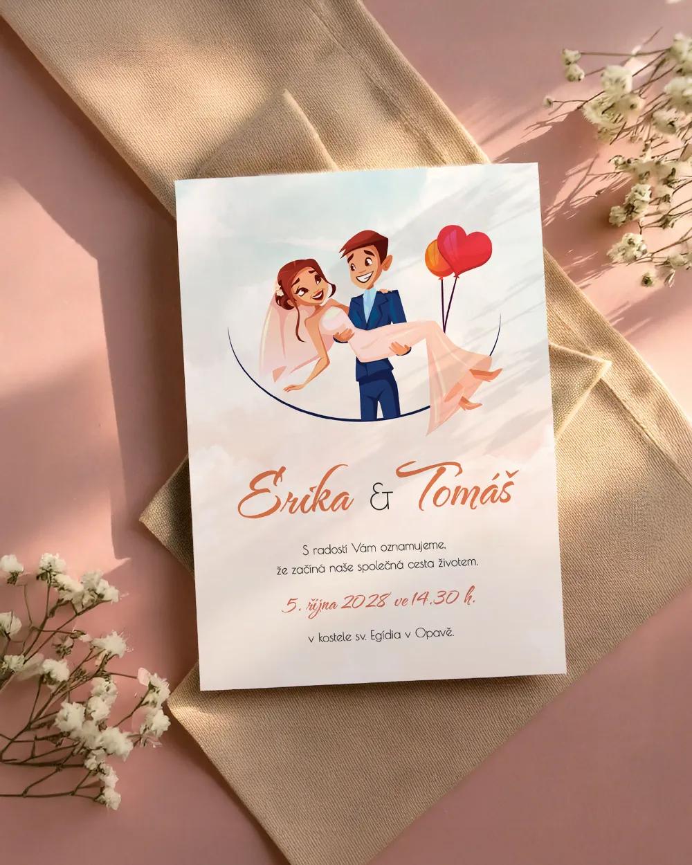 Svatební oznámení - Zamilovaný pár 01 1/2