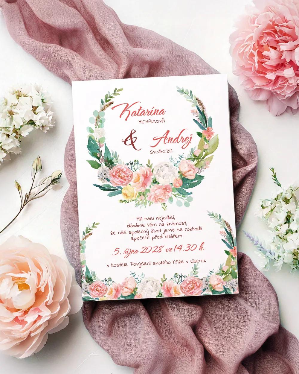 Svatební oznámení - Věnec květin 1/2