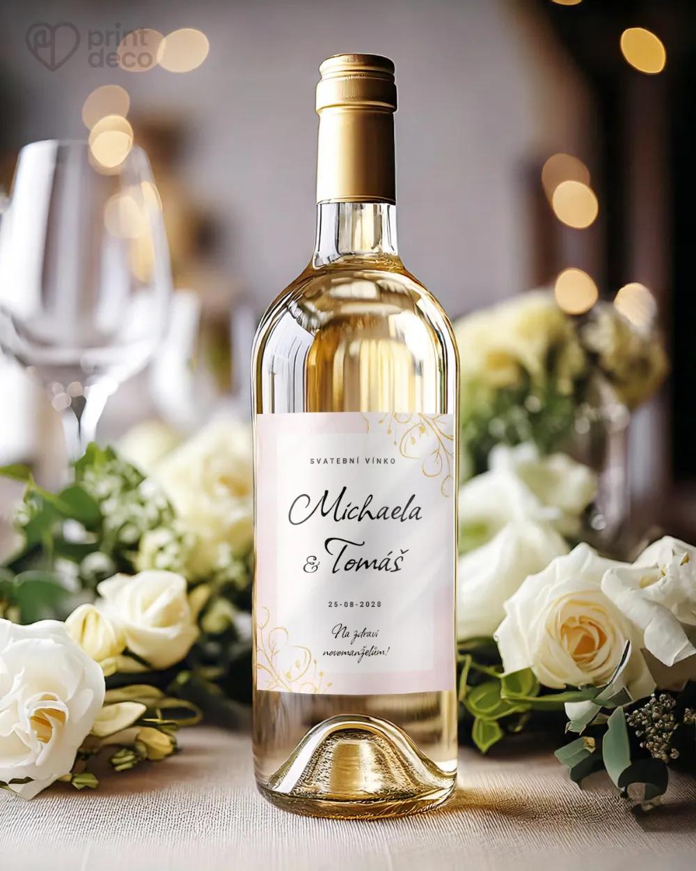 Svatební etikety Barevný mramor s květinami 1/2