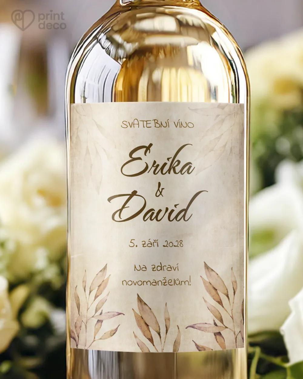 Svatební etikety Vintage Listy