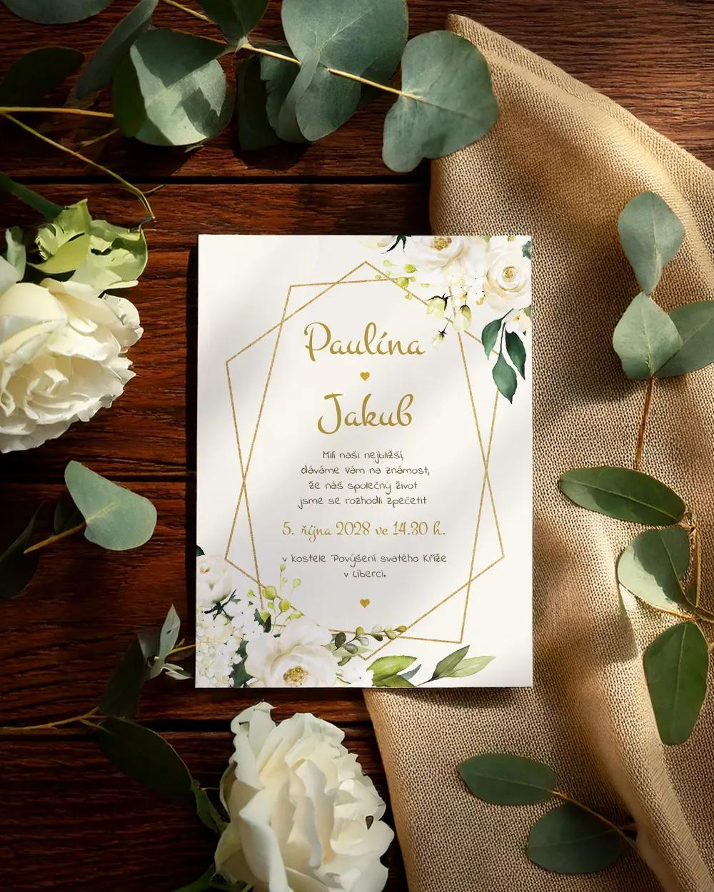 Svatební oznámení - Bílé růže 03 1/3