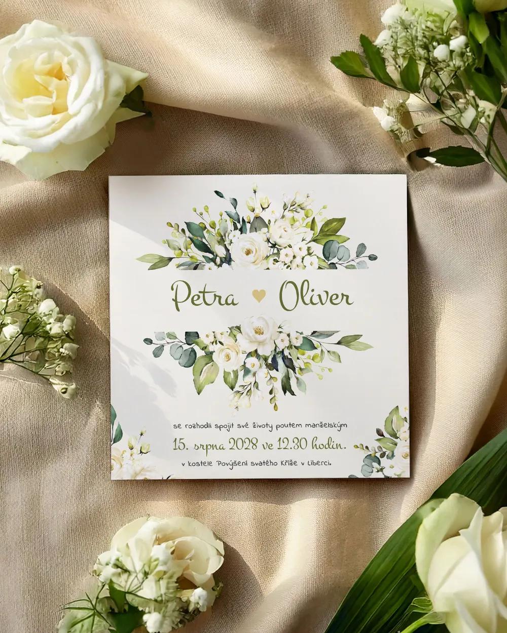 Svatební oznámení - Bílé růže 05 1/2