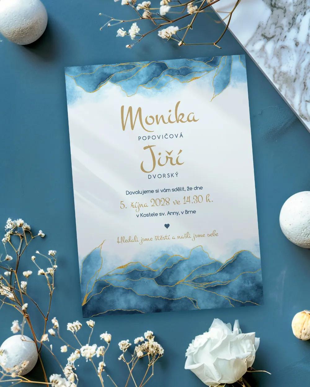 Svatební oznámení - Abstrakt 04 modrá 1/2